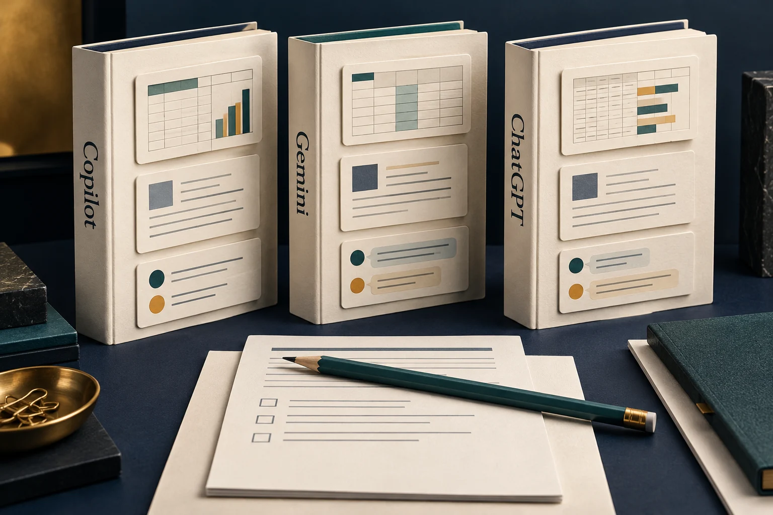 Copilot, Gemini, and ChatGPT are compared against the same everyday work brief.